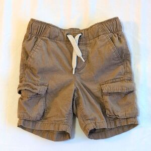 old navy tan khaki cotton cargo shorts with functional drawstring 2T toddler boy